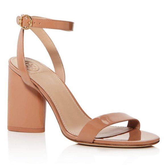 Tory Burch Shoes - TORY BURCH Elizabeth Ankle Strap High Heel SANDALS 10 Nude Tan Patent Leather